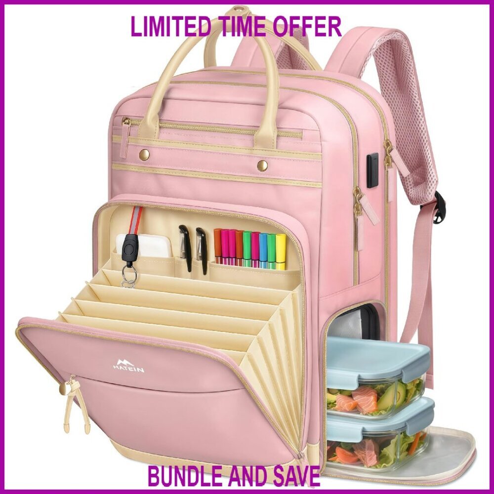 Insulated Lunch Backpack with USB Port for 15.6 Inch Laptop